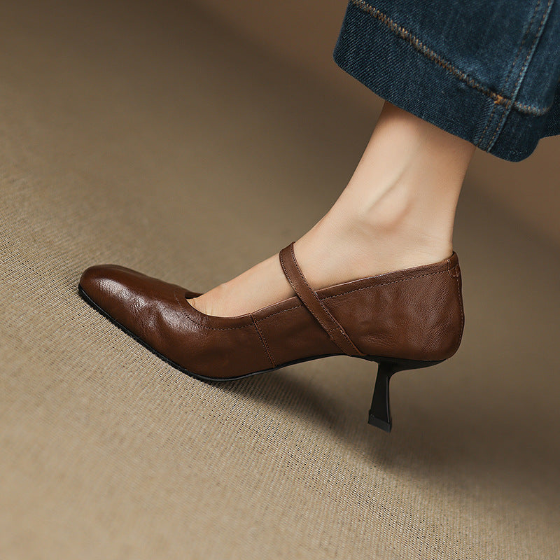 Lizel Genuine Leather Heels