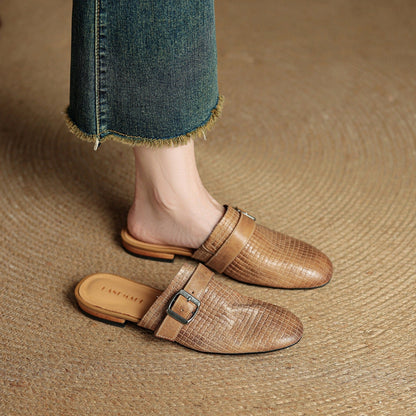 Cassie Genuine Leather Mules