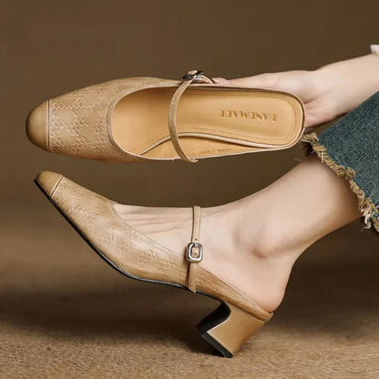 Becky Genuine Leather Mules
